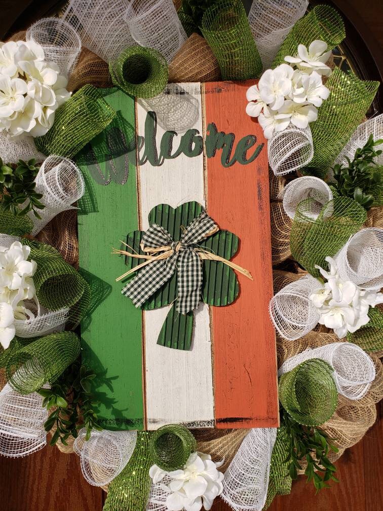 Irish Flag Welcome Wreath, Irish Decoration, Everyday Year Round