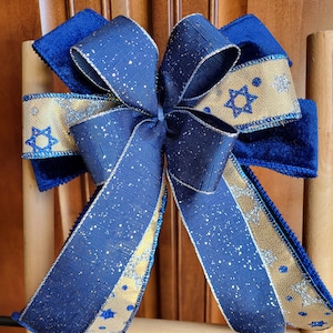 Passover bow, Passover Decor, Passover Decoration, Hanukkah bow, Hanukkah decor, Chanukah gift, Lantern Bow, Blue Bow, Judaica Home Decor