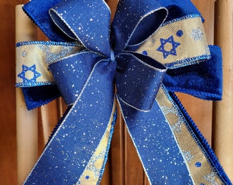 Passover bow, Passover Decor, Passover Decoration, Hanukkah bow, Hanukkah decor, Chanukah gift, Lantern Bow, Blue Bow, Judaica Home Decor