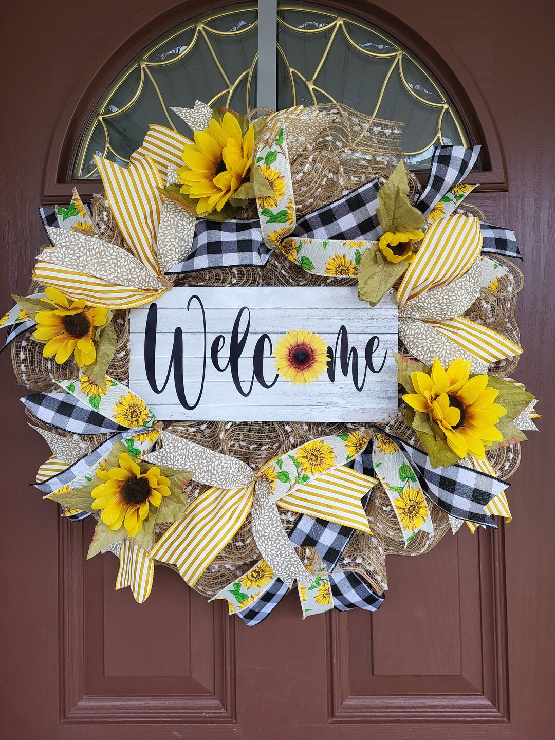 Sunflower Wreath for Front Door, Spring Wreath, Summer Wreath ...