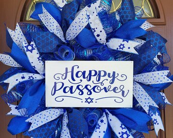Passover Wreath, Passover Decor, Passover Decoration, Wreath for Passover, Passover Ribbon, Front Door Wreath, Passover Sign, Happy Passover