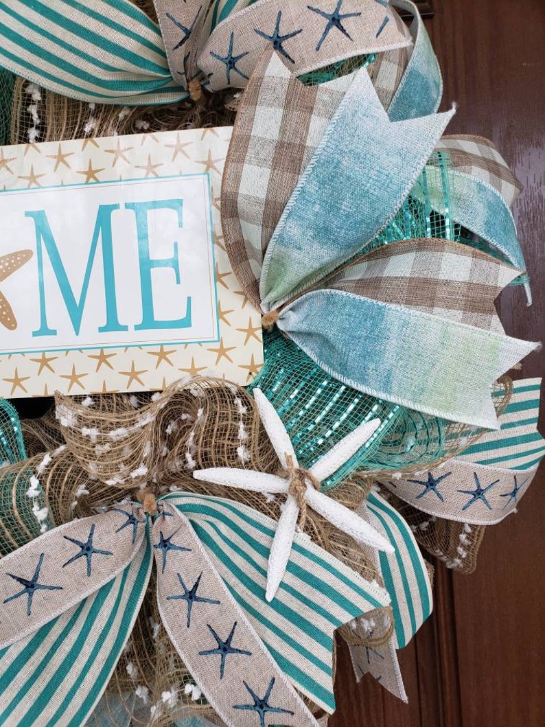 Beach Wreath for Front Door Coastal Wreath Beach House Etsy