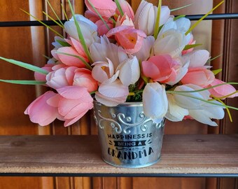 Grandma gift, Small Floral Arrangement, Floral table arrangement, Mother's Day gift, Accent Piece, Table top decor, Pink flower arrangement