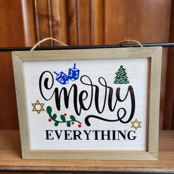 Chrismukkah, Merry Everything sign, Chrismukkah sign, Interfaith holiday sign, Mixed faith sign, Holiday sign, Interfaith holiday gift