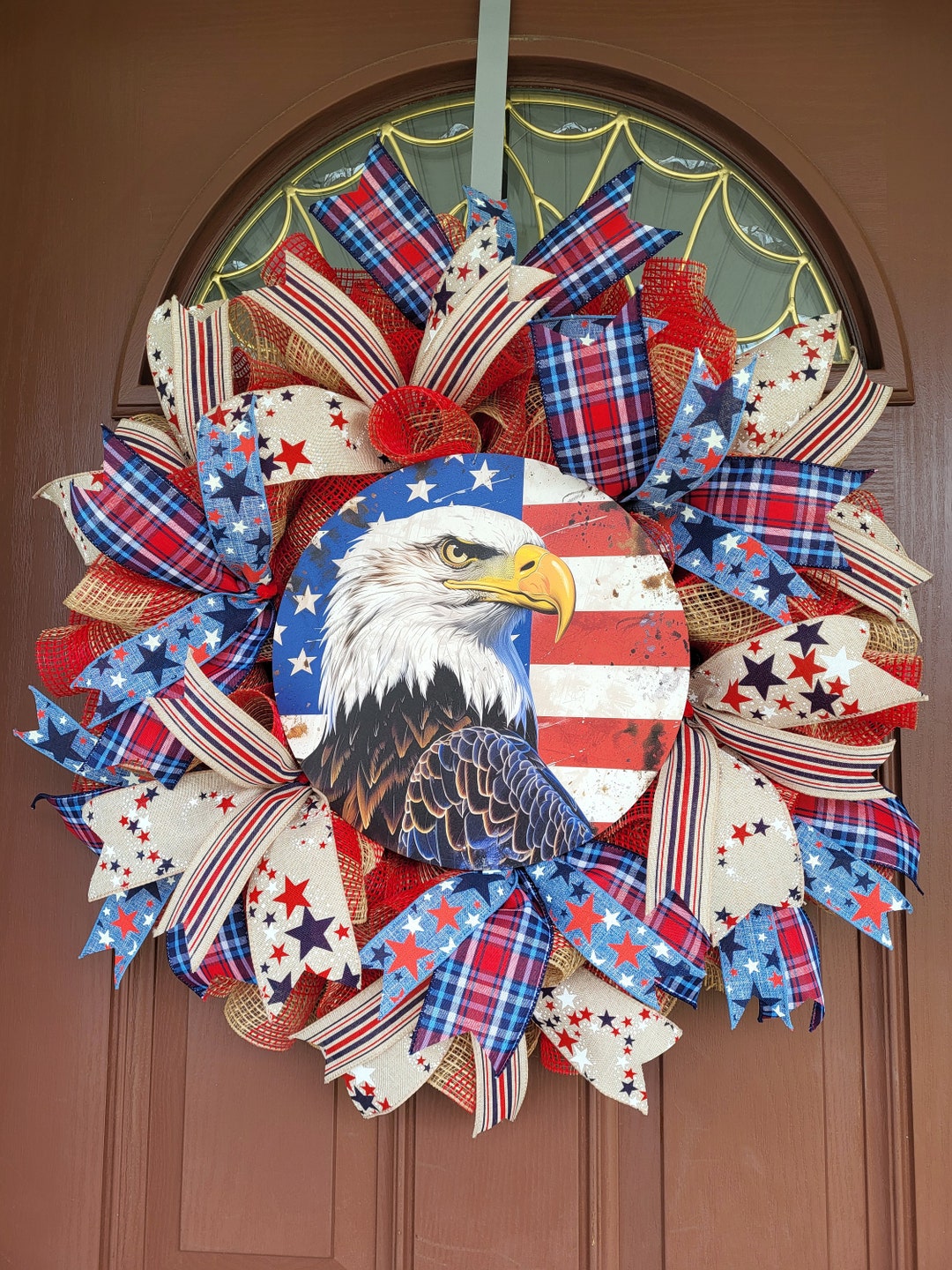 Patriotic Wreath for Front Door, Flag Wreath, 4th of July Wreath, Red ...