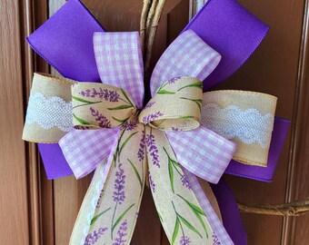 Purple Bow, Spring bow, Easter wreath bow, Wreath bow, Lamppost decoration, Gift bow, Lantern bow, Burlap bow, Decorative bow, Basket bow