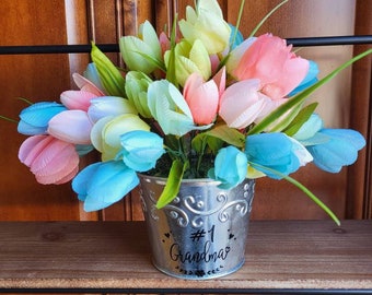 Grandma gift, Small Floral Arrangement, Floral table arrangement, Mother's Day gift, Accent Piece, Table top decor, Pink flower arrangement