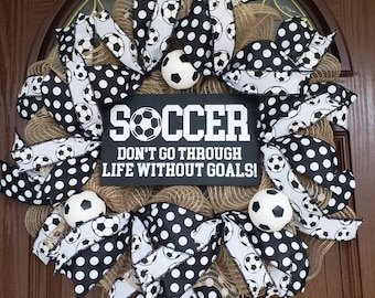 Soccer wreath, Soccer Door Sign, Front door wreath, Sports wreath, Soccer decoration, Everyday wreath, Soccer player, Soccer mom, Coach gift