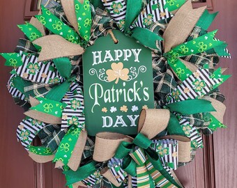 St Patrick's Day wreath, Happy St. Patricks Day wreath, St Patty's Day wreath, Shamrock wreath, Leprechaun wreath, Saint Patrick Day decor