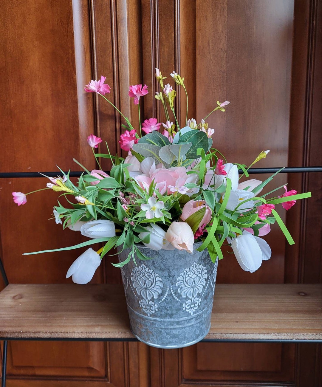 Valentine's Day Arrangement, Spring Decor, Pink Floral Arrangement, Spring Centerpiece, Pink