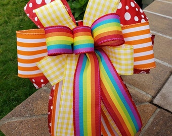 Pride Rainbow bow, Pride bow, Gay Pride decor, Wreath bow, Lantern bow, Gift bow, Pride decoration, LGBTQ wedding bow, Rainbow bow
