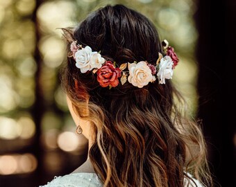 Flower Hair Vine Pink and White Hair Vine Bridal Hair - Etsy Flower Hair Vine Pink and White Hair Vine Bridal Hair - Etsy