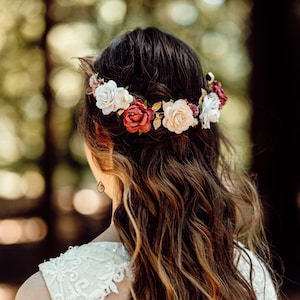 Flower Hair Vine, Dusty Pink and White Floral Hair Vine, Bridal Hair Accessory