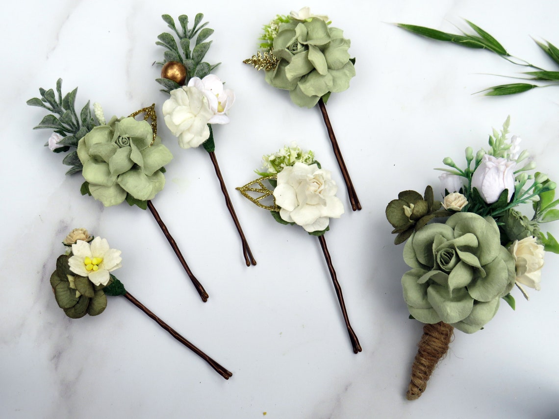 Wedding Boutonniere Sage Green Boutonniere Rustic Button | Etsy