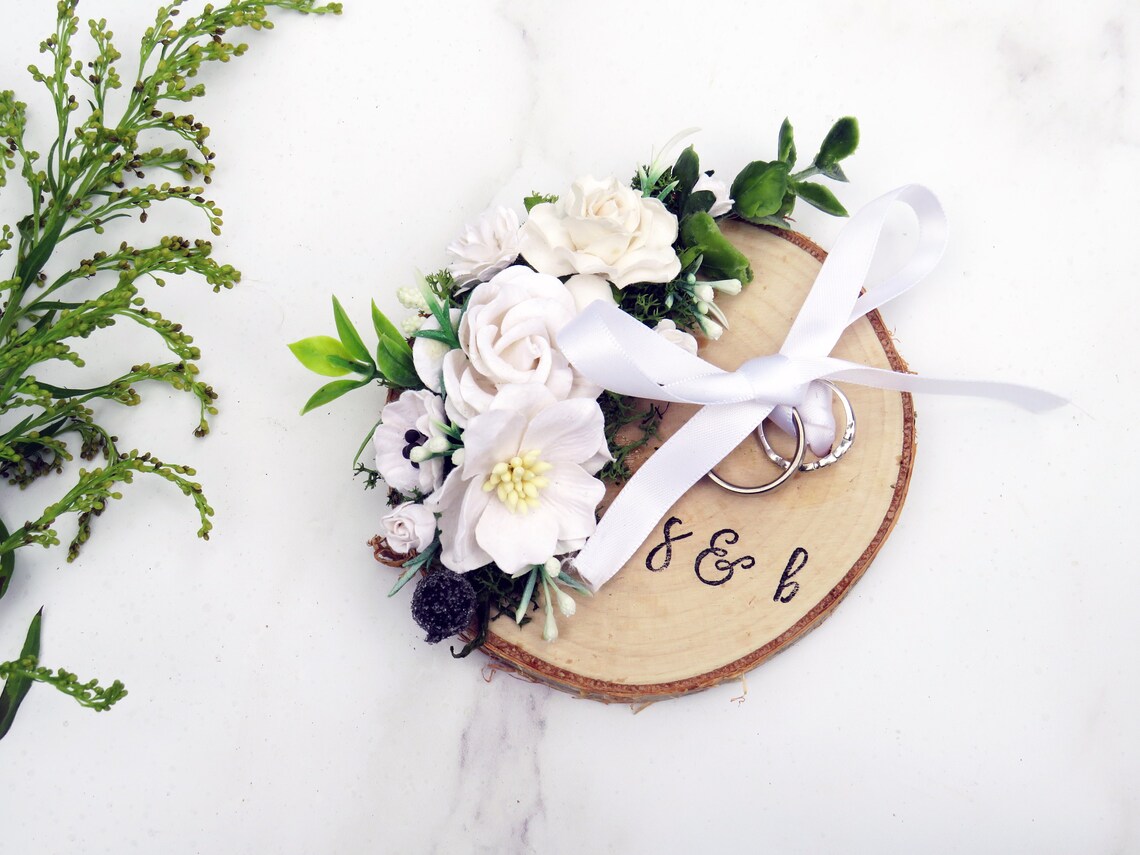 Wooden Wedding Ring Holder Flower Wedding Ring Pillow - Etsy