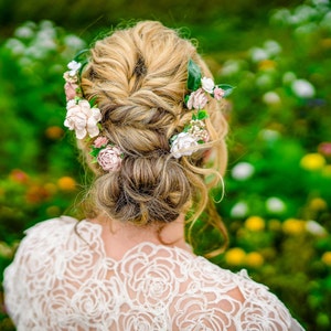 Flower Hair Pins, Blush, Dusty Rose and White Floral Hair Pins, Bridal Hair Accessories image 5