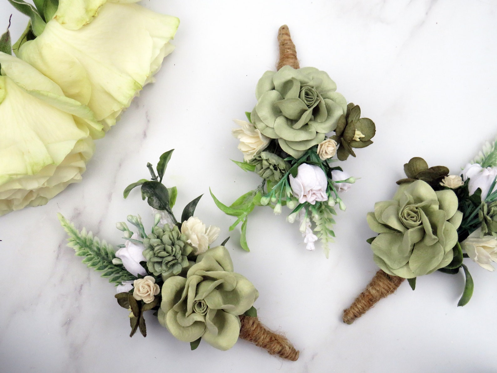 Wedding Boutonniere Sage Green Boutonniere Rustic Button | Etsy