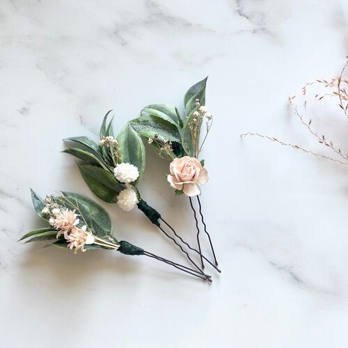 Poppy Pink Wedding Flower Hair Pins Etsy