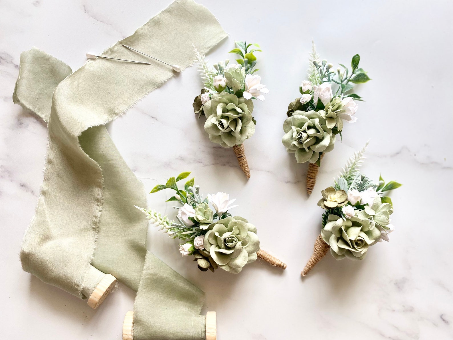 Wedding Boutonniere Sage Green Boutonniere Rustic Button - Etsy