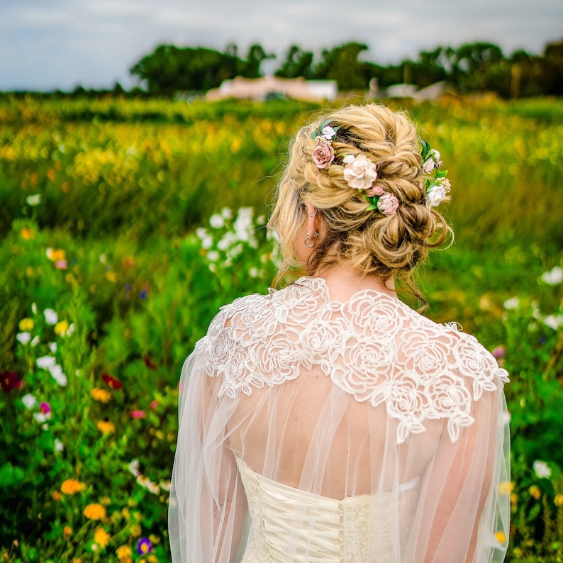 Flower Hair Pins, Blush, Dusty Rose and White Floral Hair Pins, Bridal Hair Accessories image 3