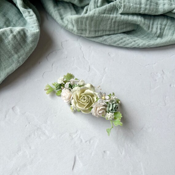 Sage Green Flower Hair Clip, Flower Girl Hair Accessories  display picture 2
