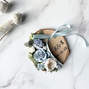 Wooden Wedding Ring Holder, Flower Wedding Ring Pillow
