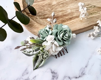 Sage Green Hair Comb, Green Bridal Hair Piece, Sage Hair Accessories