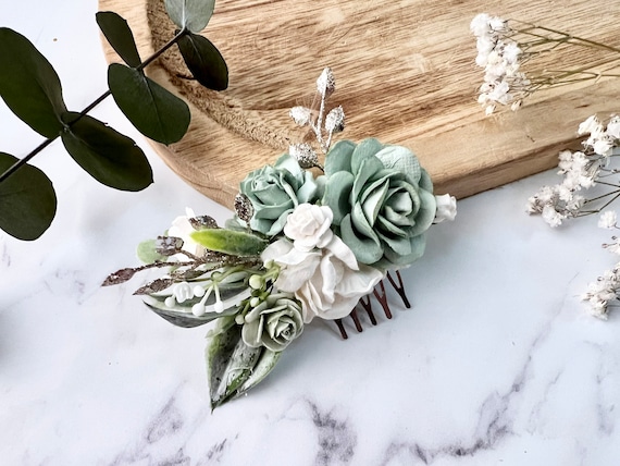 Sage Green Hair Comb, Green Bridal Hair Piece, Sage Hair Accessories 