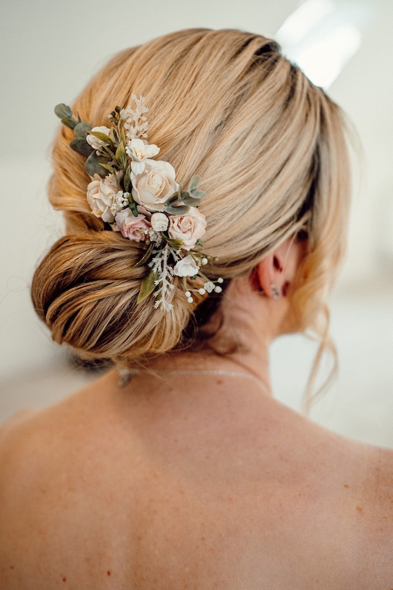 Flower Hair Comb Blush Pink and White Floral Hair Comb - Etsy Flower Hair Comb Blush Pink and White Floral Hair Comb - Etsy