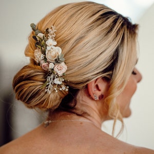 Flower Hair Comb, Blush, Pink and White Floral Hair Comb, Bridal Hair Piece