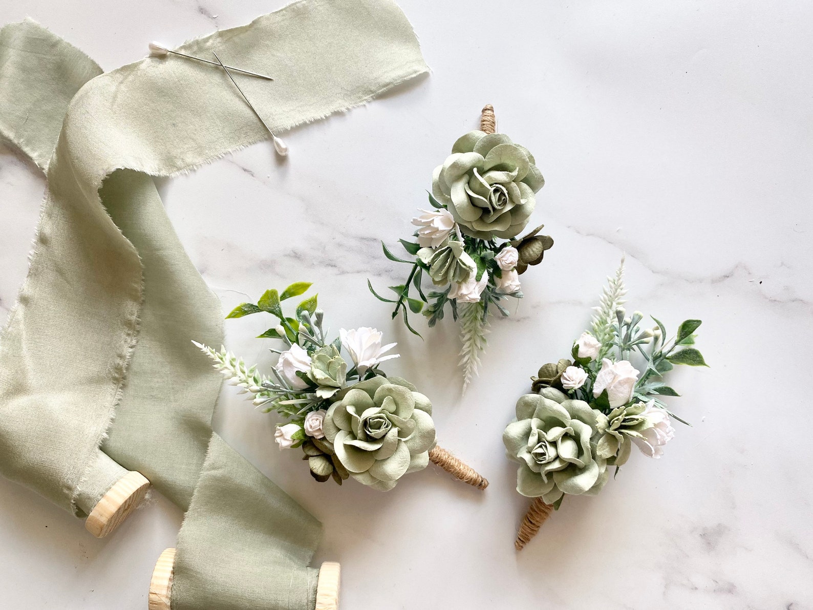 Wedding Boutonniere Sage Green Boutonniere Rustic Button - Etsy