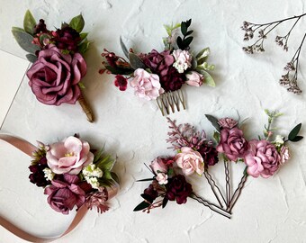 Flower Accessories Set, Boutonniere for Men, Bridal Hair  display picture 3