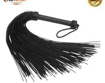 Real Genuine Cow Hide Leather Lace Flogger 100 Falls Black Heavy & Stingy Whip