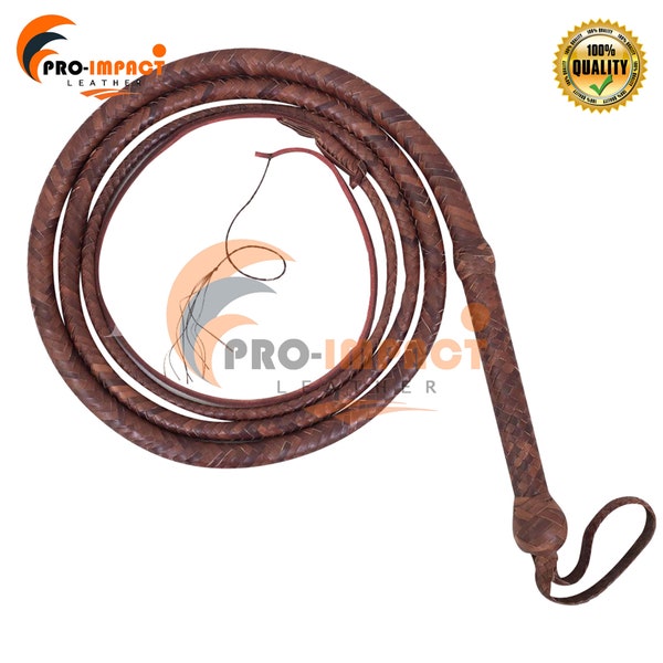 08 Feet Long 16 Plaits  Real Cow Hide Leather Indiana Jones Style Equestrian Bullwhip