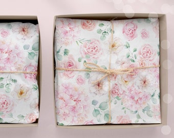 Seidenpapier Blumen/rosa/ schönes Verpackungspapier / schönes Seidenpapier/ Verpackungspapier Blumen/ Eukalyptus / Hortensien