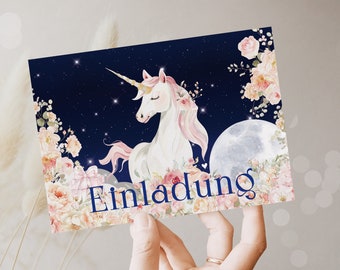 Einladungskarten 10 Set/ Kindergeburtstag / Einladungen Einhorn /Einladungen Mädchen / unicorn Einladung