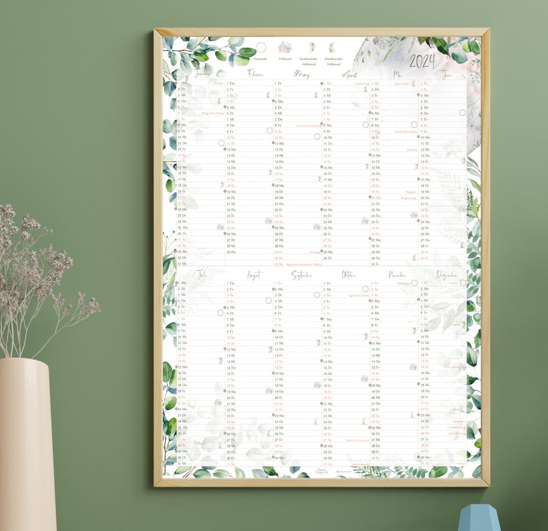 Calendar 2024 A2 Size / Calendar Planner 2024 / Calendar With Moon