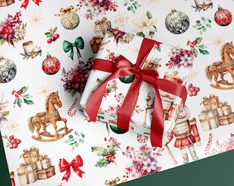 Geschenkpapier / Geschenkbögen Weihnachten/ schönes Geschenkpapier / Geschenkpapier rot / Verpackungspapier/Floral Wrapping Papier