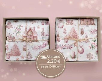 Papier de soie de Noël, jusqu'à 10 feuilles / joli papier cadeau / papier cadeau rose / jolie décoration hivernale rose / papier de soie