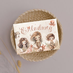 Cartes d'invitation 10 jeux/fête d'anniversaire pour enfants/invitations sirènes/invitations filles