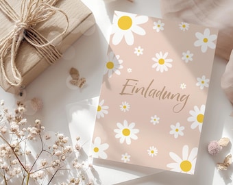Einladungskarten 10 Set/ Kindergeburtstag / Einladungen Daysi /Einladungen Kamille / Blumen  Einladung