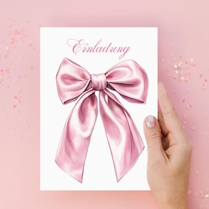 Einladungskarten Bow/ Kindergeburtstag / Einladungen Schleife /Rosa Schleife Mädchen / rosa Einladung
