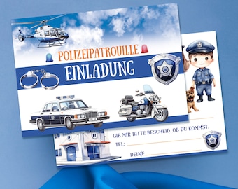Einladungskarten 10 Set/ Kindergeburtstag / Einladungen Polizei/ Einladungen Jungen /  Einladung Polizist