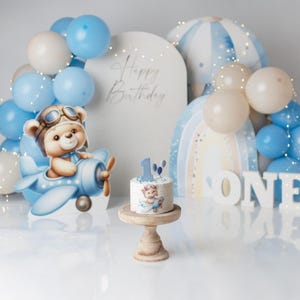 Deko Aufsteller Regenbogen Ballon  Bär / Pappaufsteller für Kinderfeste und Fotoshootings / Geburtstagdeko/   CakeSmashShooting deko