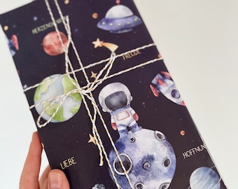 Geschenkpapier Planeren  / Geschenkbögen Kosmos / schönes Geschenkpapier  /Geschenkpapier zum Geburtstag / Geschenkpapier Universum