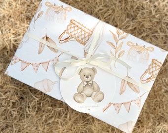 Geschenkpapier Baby / Geschenkbögen Baby / schönes Geschenkpapier  /Geschenkpapier zur Geburt / Verpackungspapier zur Geburt