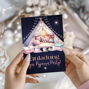 Einladungskarte "Pyjama Party" – Schlafparty unter Sternen