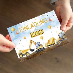 Einladungskarten 10 Set/ Kindergeburtstag / Einladungen Baustelle/ Einladungen Jungen / BaustellenGeburtstagsparty