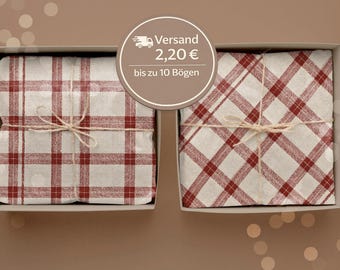 Red and beige checkered tissue paper – rustic Christmas look, up to 10 sheets | A2 size | 40 g