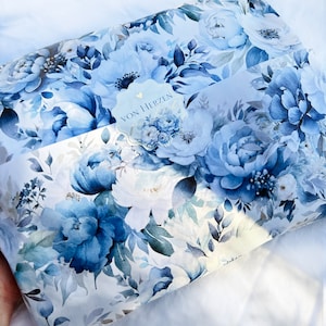 Seidenpapier blau Blumen/ schönes Verpackungspapier / schönes Seidenpapier/ Verpackungspapier Blumen/eukalyptus